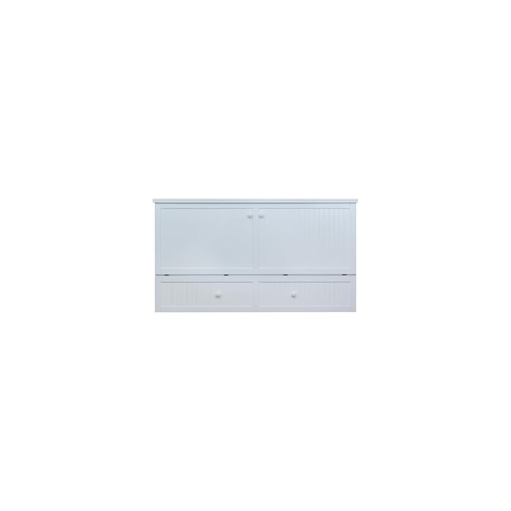 Murphybedz Tuscany Murphy Cabinet Chest Bed with Charging Station 6 Inch (White, King)