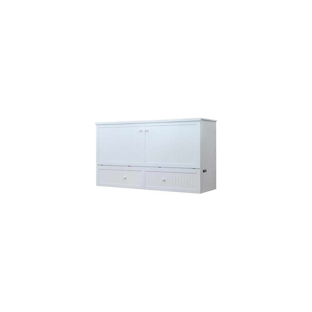 Murphybedz Tuscany Murphy Cabinet Chest Bed with Charging Station 6 Inch (White, King)