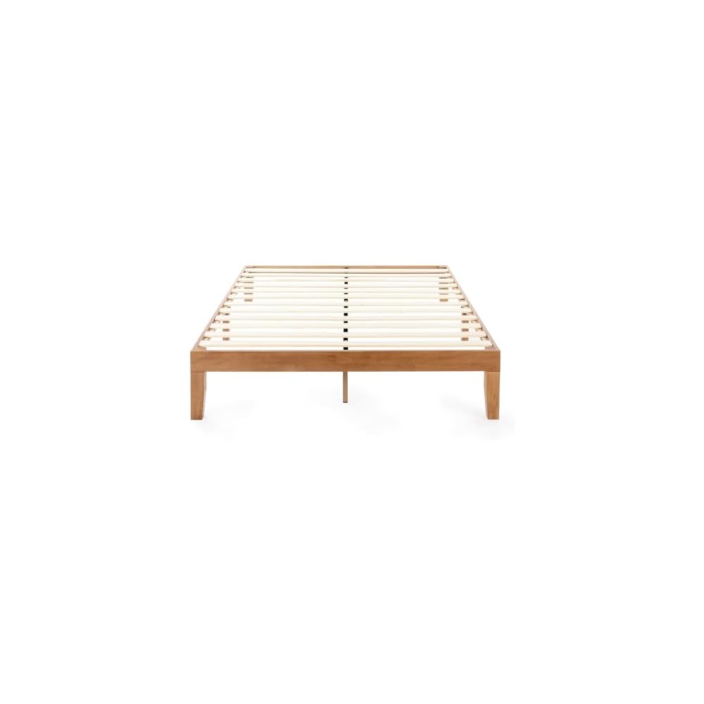 Naturalista Classic - 12 Inch Solid Wood Platform Bed with Wooden Slats, No Box Spring Needed, Easy Assembly, Queen, Pine
