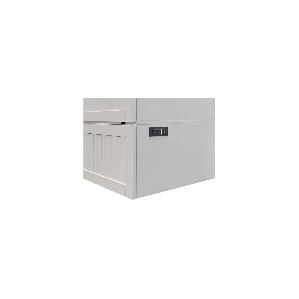 Murphybedz Tuscany Murphy Cabinet Chest Bed with Charging Station 6 Inch (White, King)