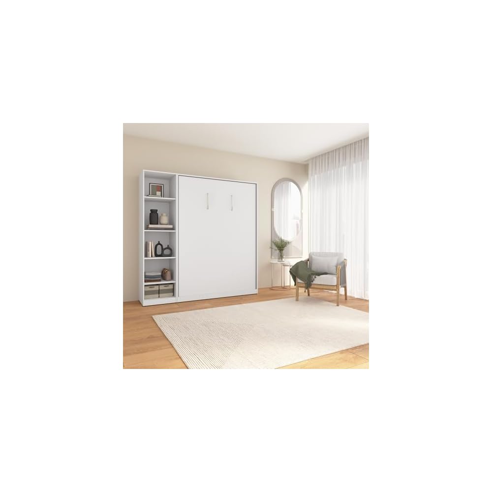 Full Murphy Bed with Closet Organizer, White, Claremont, 79W