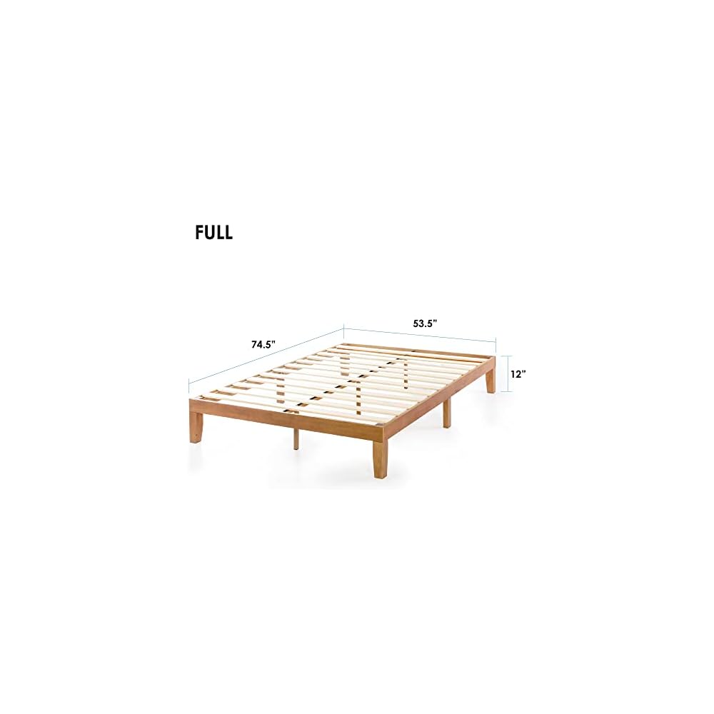 Naturalista Classic - 12 Inch Solid Wood Platform Bed with Wooden Slats, No Box Spring Needed, Easy Assembly, Queen, Pine