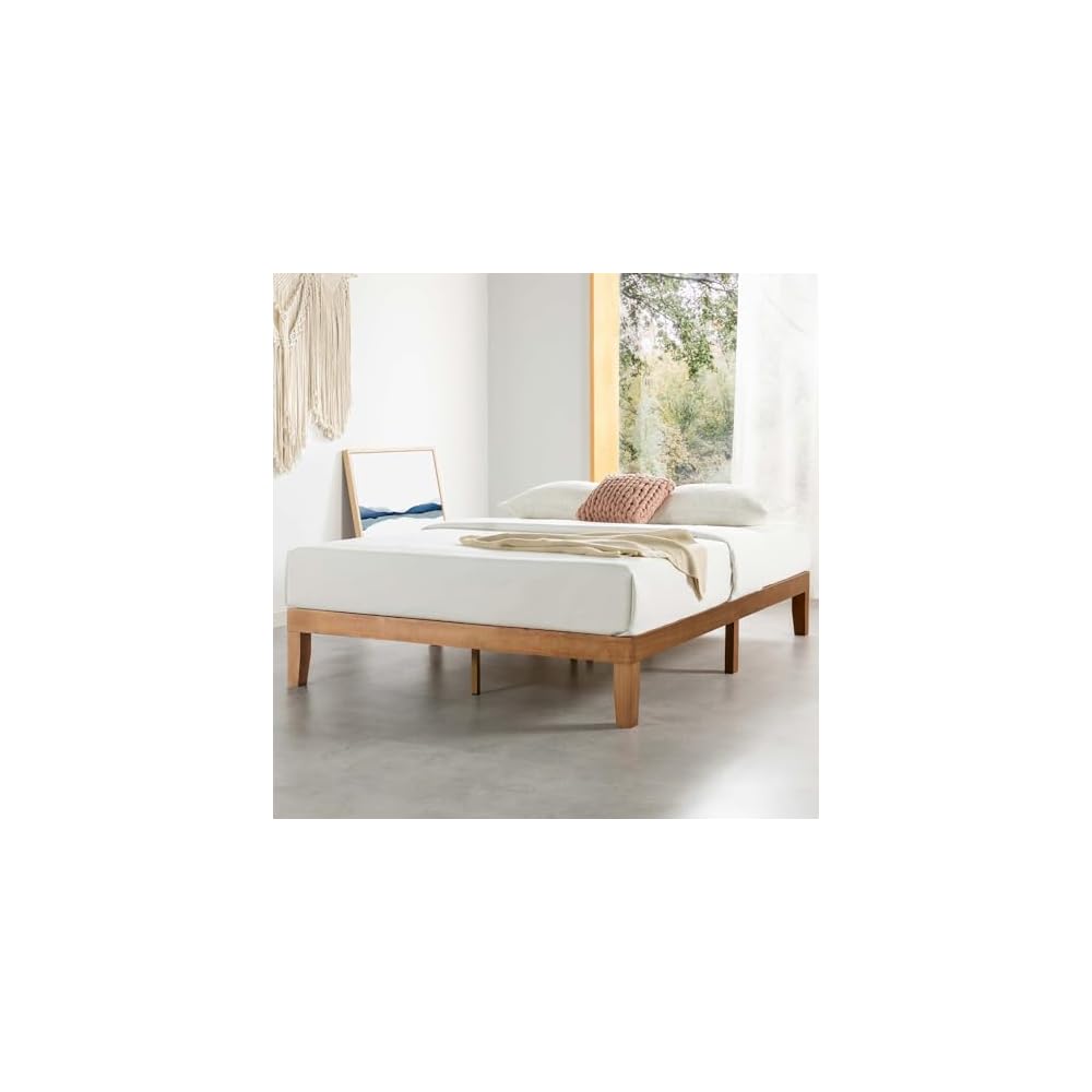 Naturalista Classic - 12 Inch Solid Wood Platform Bed with Wooden Slats, No Box Spring Needed, Easy Assembly, Queen, Pine