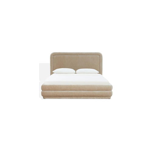 Couture Collection – Jollie Taupe Green Chenille Upholstered Queen Bed, Fabric Platform Bed with Headboard, Modern Bedroom Furniture (SFV4884C-Q)