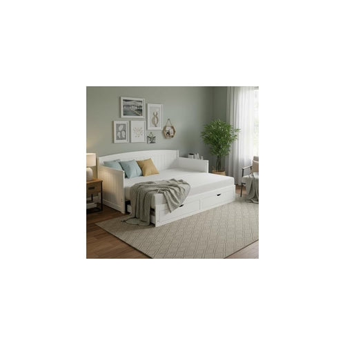 Alaterre Twin to King Extendable Daybed w/Trundle, White, Frame 1–36.61" H