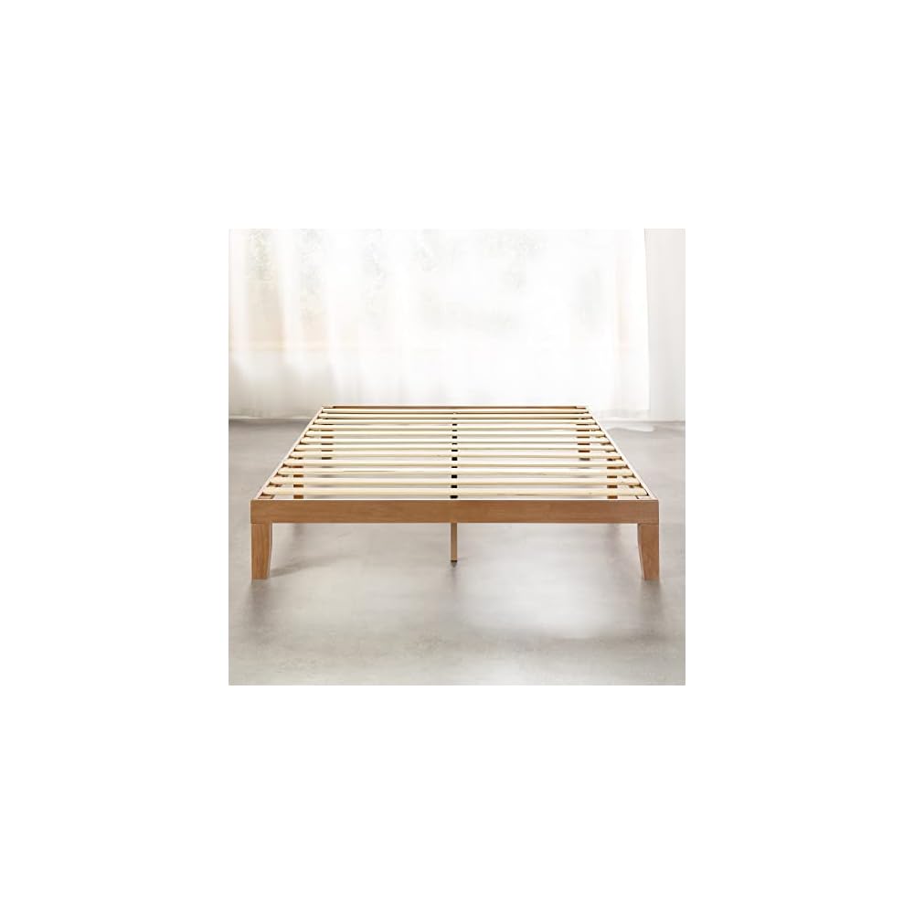 Naturalista Classic - 12 Inch Solid Wood Platform Bed with Wooden Slats, No Box Spring Needed, Easy Assembly, Queen, Pine