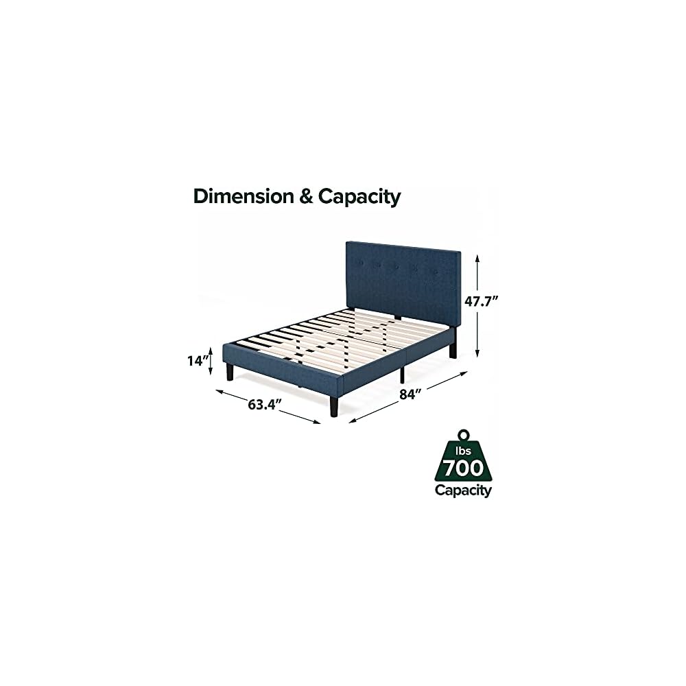 Omkaram Upholstered Platform Bed Frame, Mattress Foundation, Wood Slat Support, No Box Spring Needed, Easy Assembly, Queen