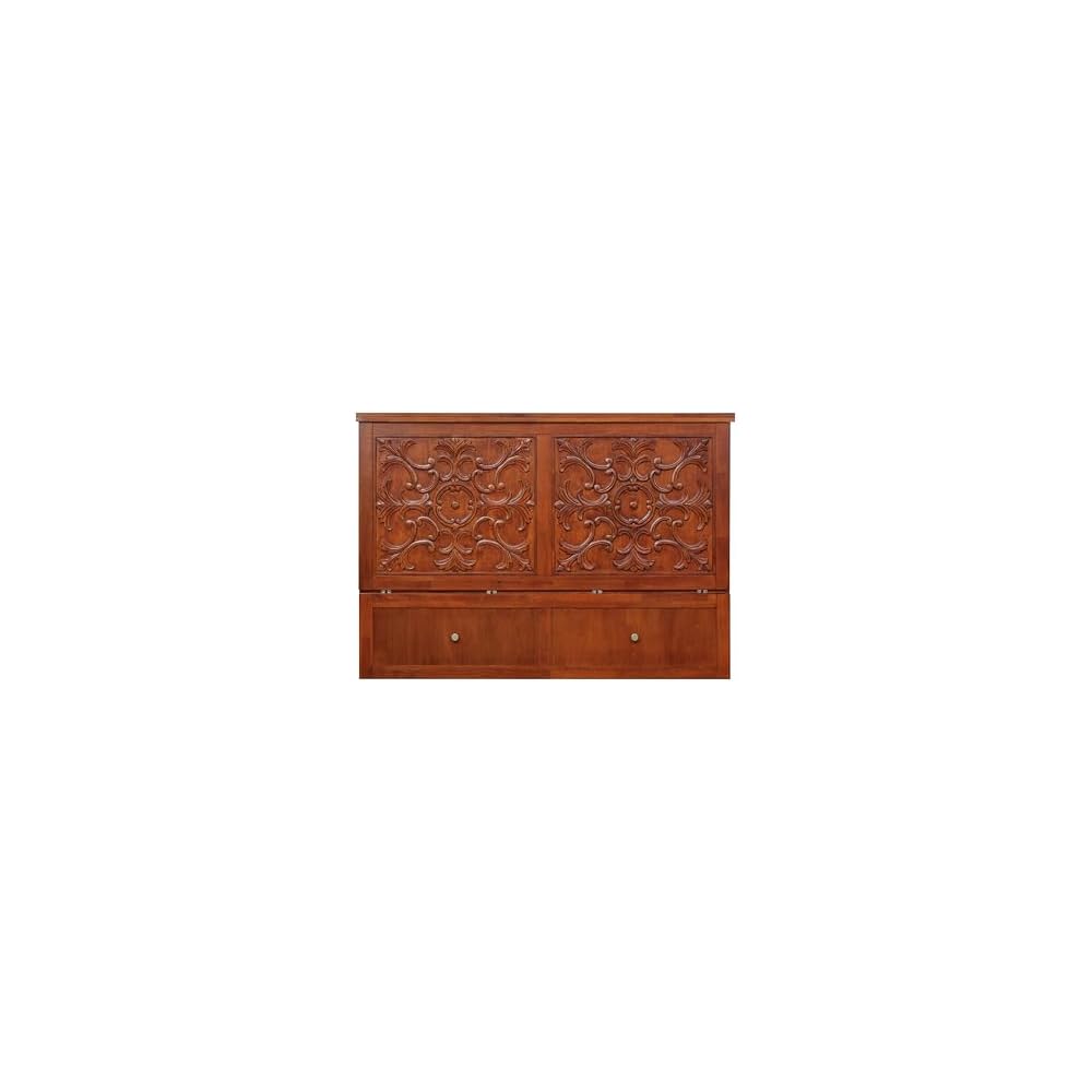 Domabella Murphy Cabinet Bed with Charging Station 8 Inch, Queen (Cherry)