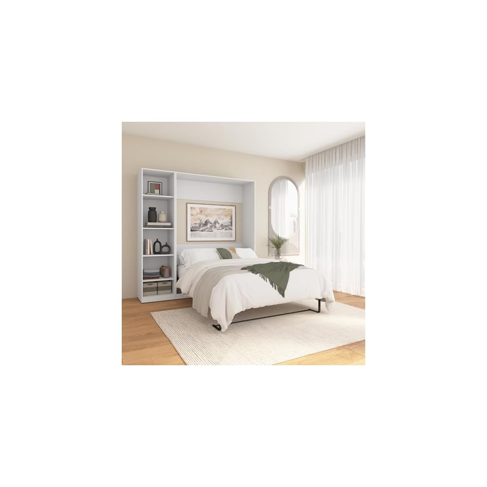 Full Murphy Bed with Closet Organizer, White, Claremont, 79W
