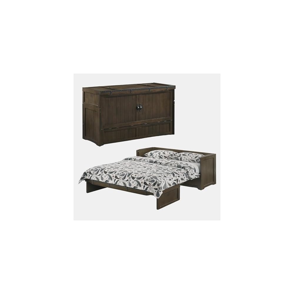 Rustic Brown Cube Pre-Assembled Cabinet Murphy Bed