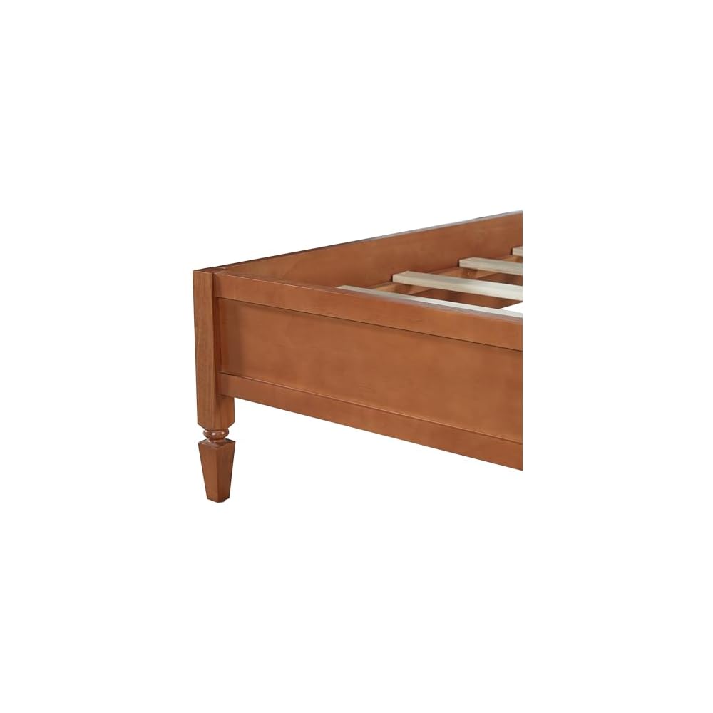 King Size Wood Platform Bed Frame,Bed with Classic Panel Headboard, Wooden Slats Support, No Box Spring Needed, Easy Assembly, Brown
