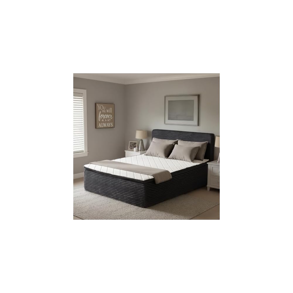Full Boneless Cloud Bed, Frame & Headboard & Mattress Set, Gray
