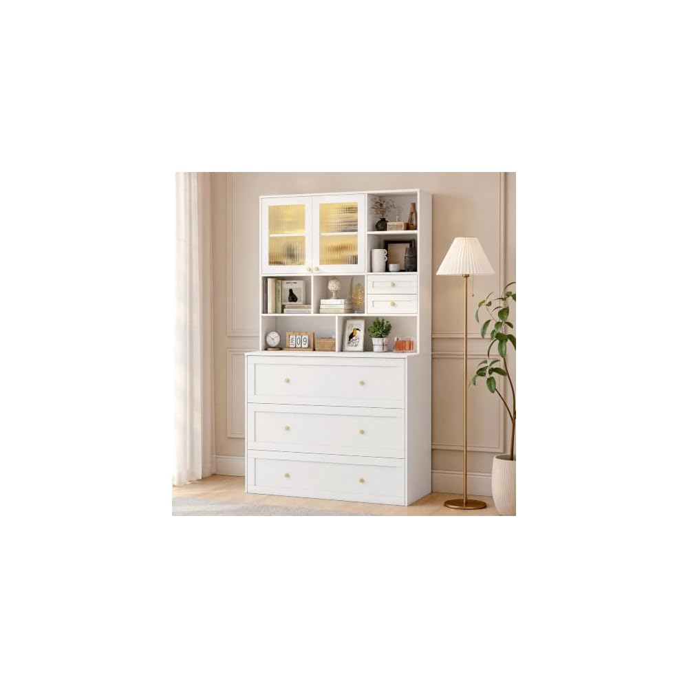 Murphy Bed with Large Storage, LED Light, Charging Station (Queen)