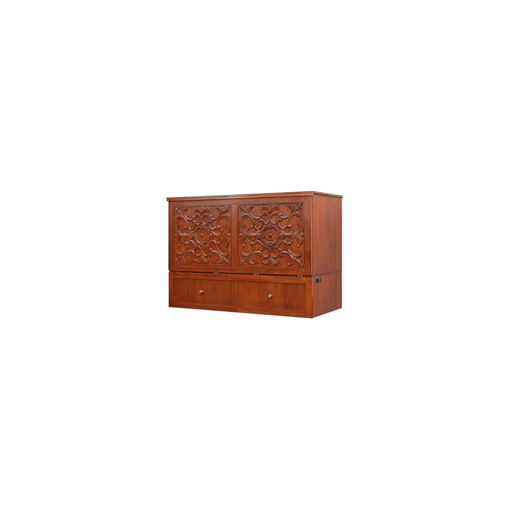 Domabella Murphy Cabinet Bed with Charging Station 8 Inch, Queen (Cherry)