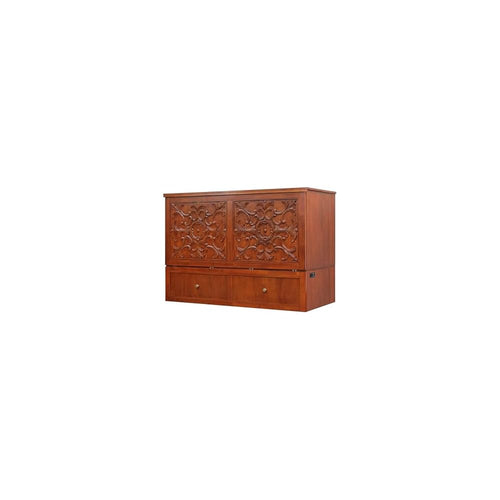 Domabella Murphy Cabinet Bed with Charging Station 8 Inch, Queen (Cherry)