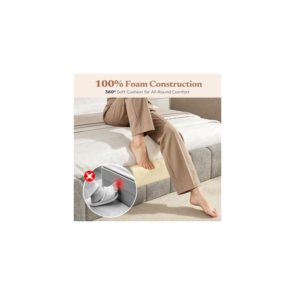 Full Cloud Bed Frame, Boneless Cushioned Foam Bed with Plush Fabric