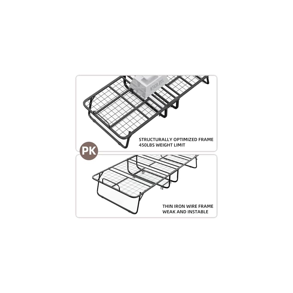Folding Bed with Mattress and Storage Cover - 75"x38" Twin Size Frame, Portable Rollaway Guest Bed with 5-inch Memory Foam Mattress, Space-Saving Foldable Design for Easy Storage