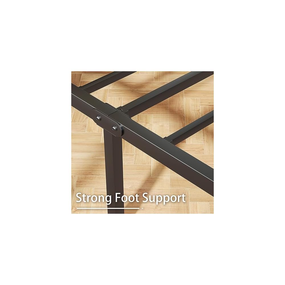 Twin Bed Frame with Headboard and Footboard, Metal Twin Bed Frame with Under Bed Storage, All-Metal Support System, No Box Spring Needed, Easy Assembly,Rustic Brown