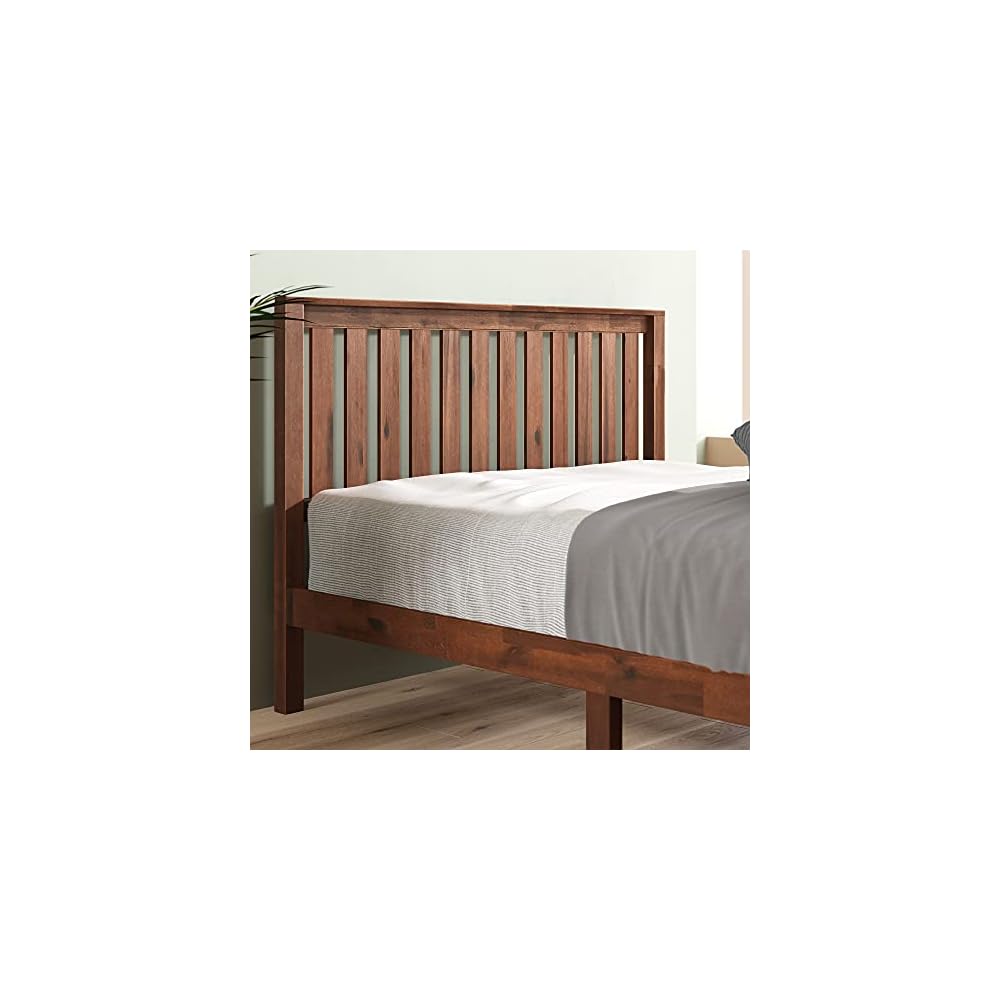 Vivek Wood Platform Bed Frame with Headboard, Easy Assembly, Full