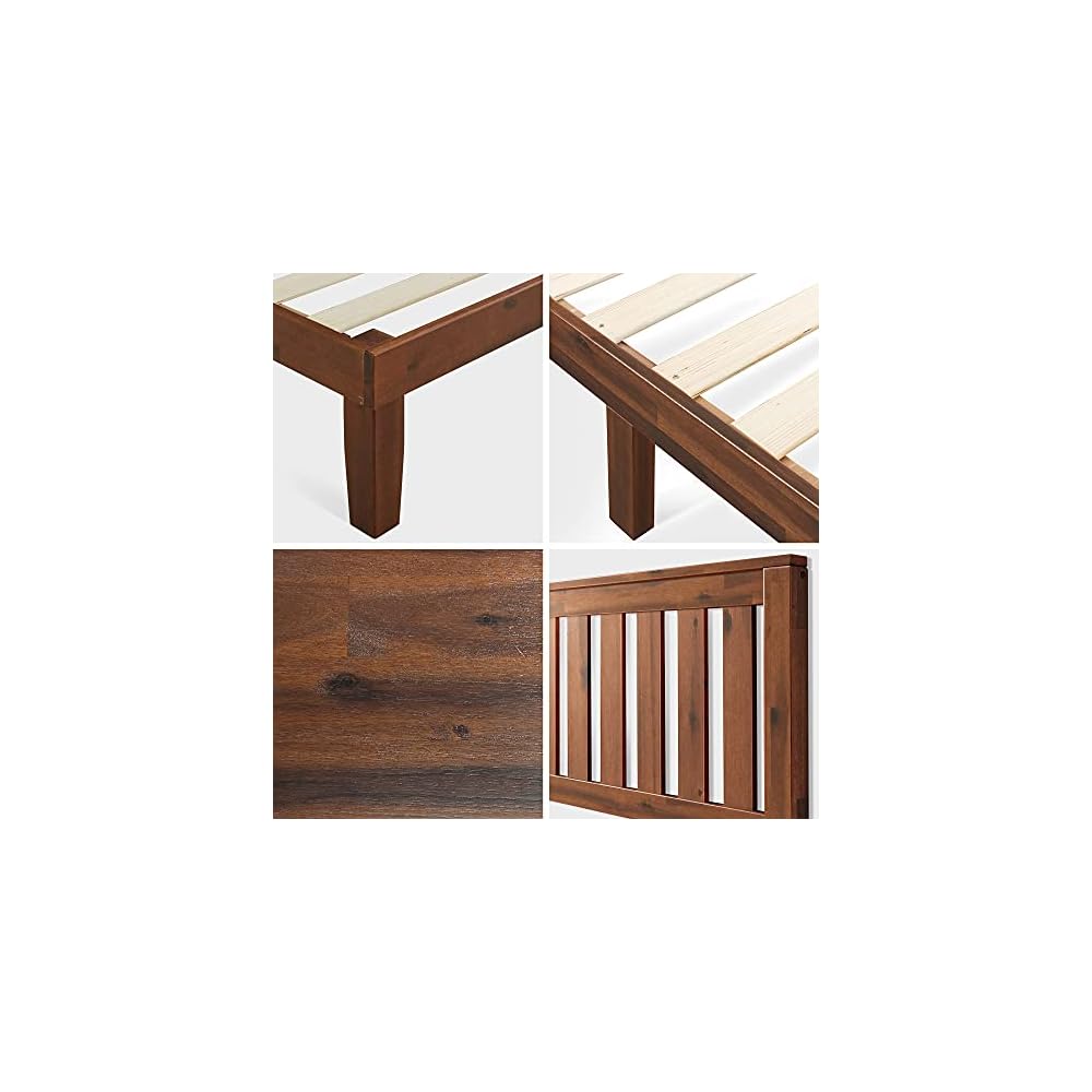 Vivek Wood Platform Bed Frame with Headboard, Easy Assembly, Full