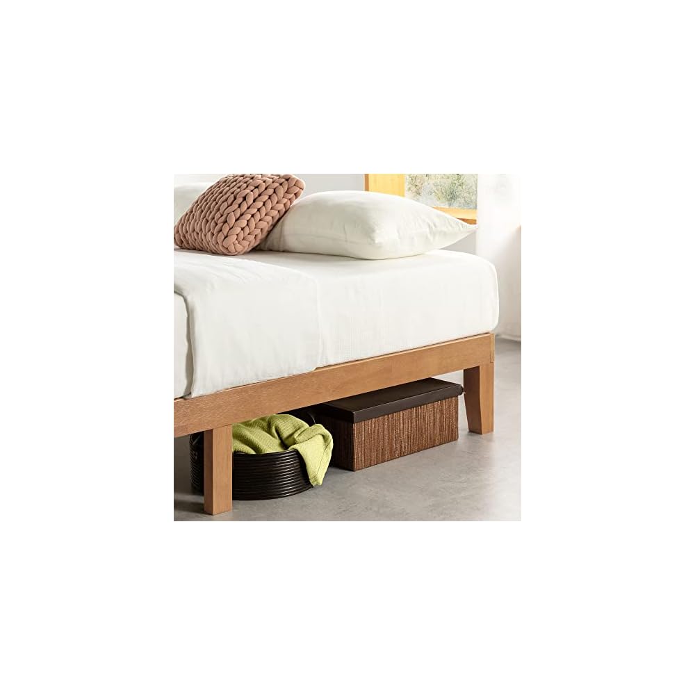 Naturalista Classic - 12 Inch Solid Wood Platform Bed with Wooden Slats, No Box Spring Needed, Easy Assembly, Queen, Pine