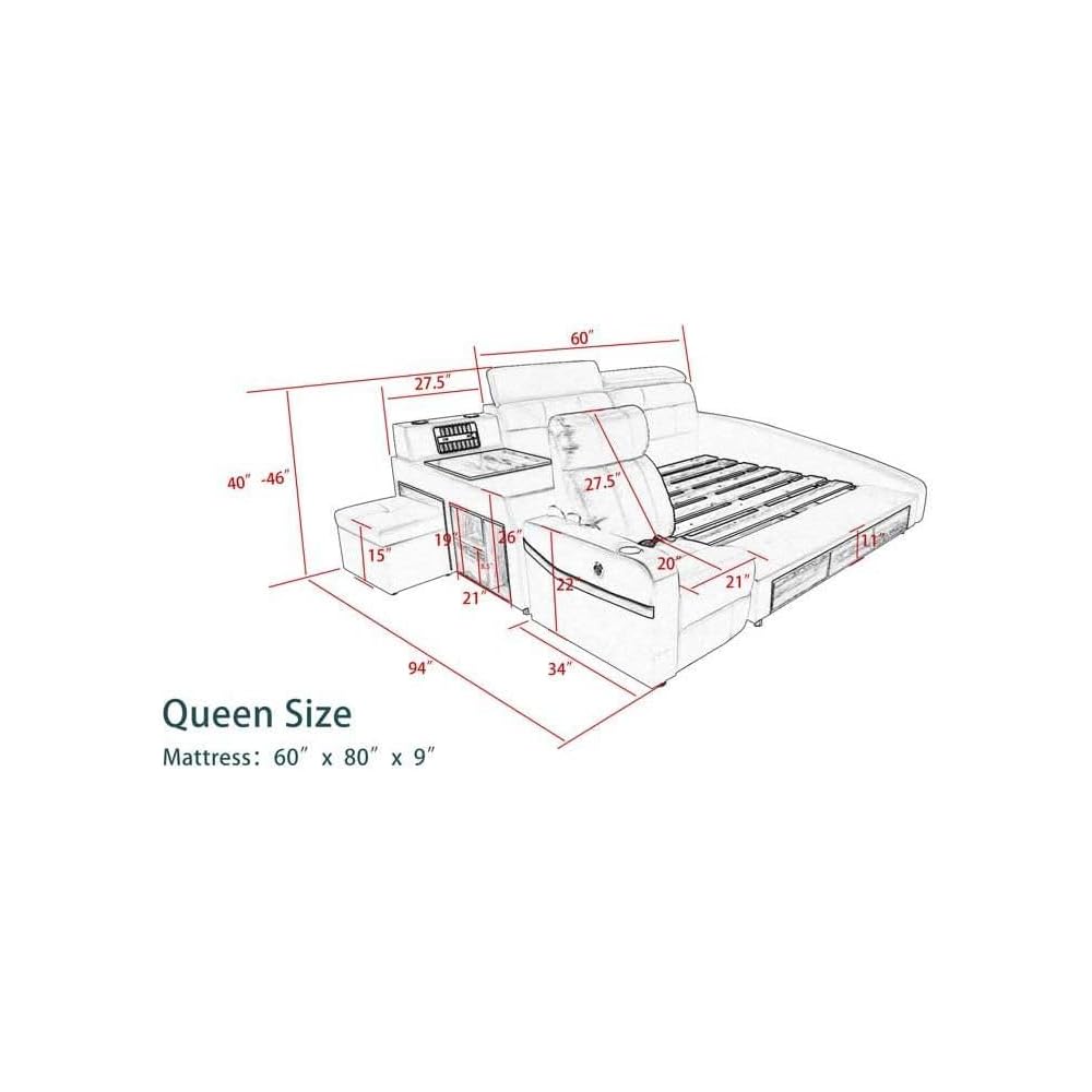 Luxury King Bed with Massage and Storage Queen