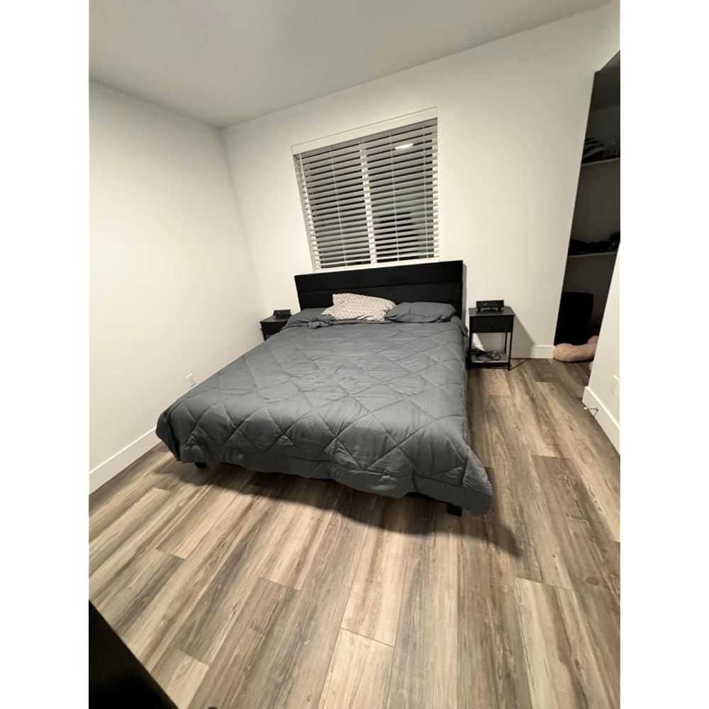 Full Platform Bed Frame with Upholstered Velvet Headboard, White