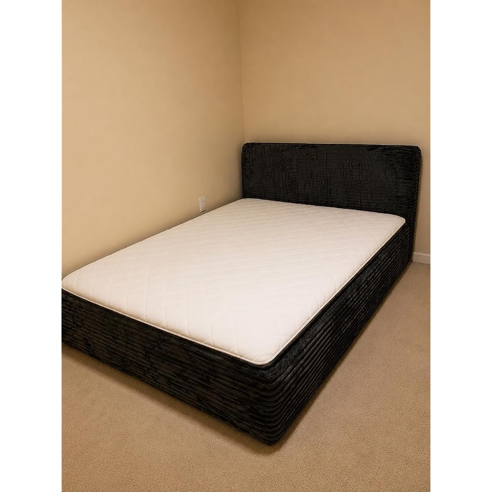 Full Boneless Cloud Bed, Frame & Headboard & Mattress Set, Gray