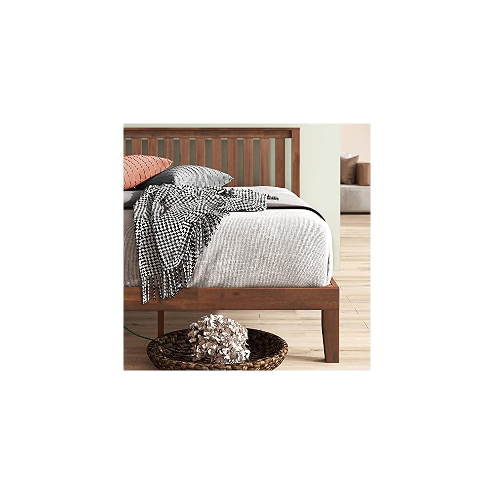 Vivek Wood Platform Bed Frame with Headboard, Easy Assembly, Full
