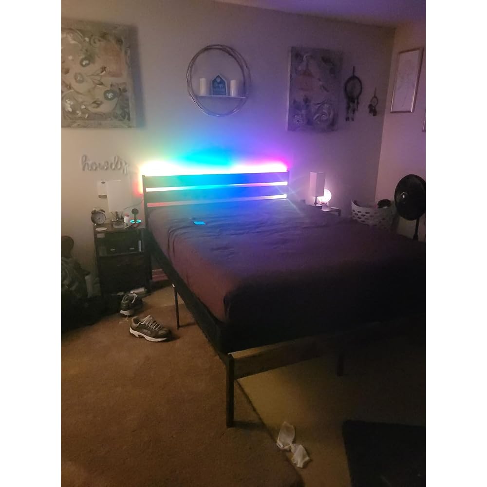 Twin Bed Frame with Headboard and Footboard, Metal Twin Bed Frame with Under Bed Storage, All-Metal Support System, No Box Spring Needed, Easy Assembly,Rustic Brown