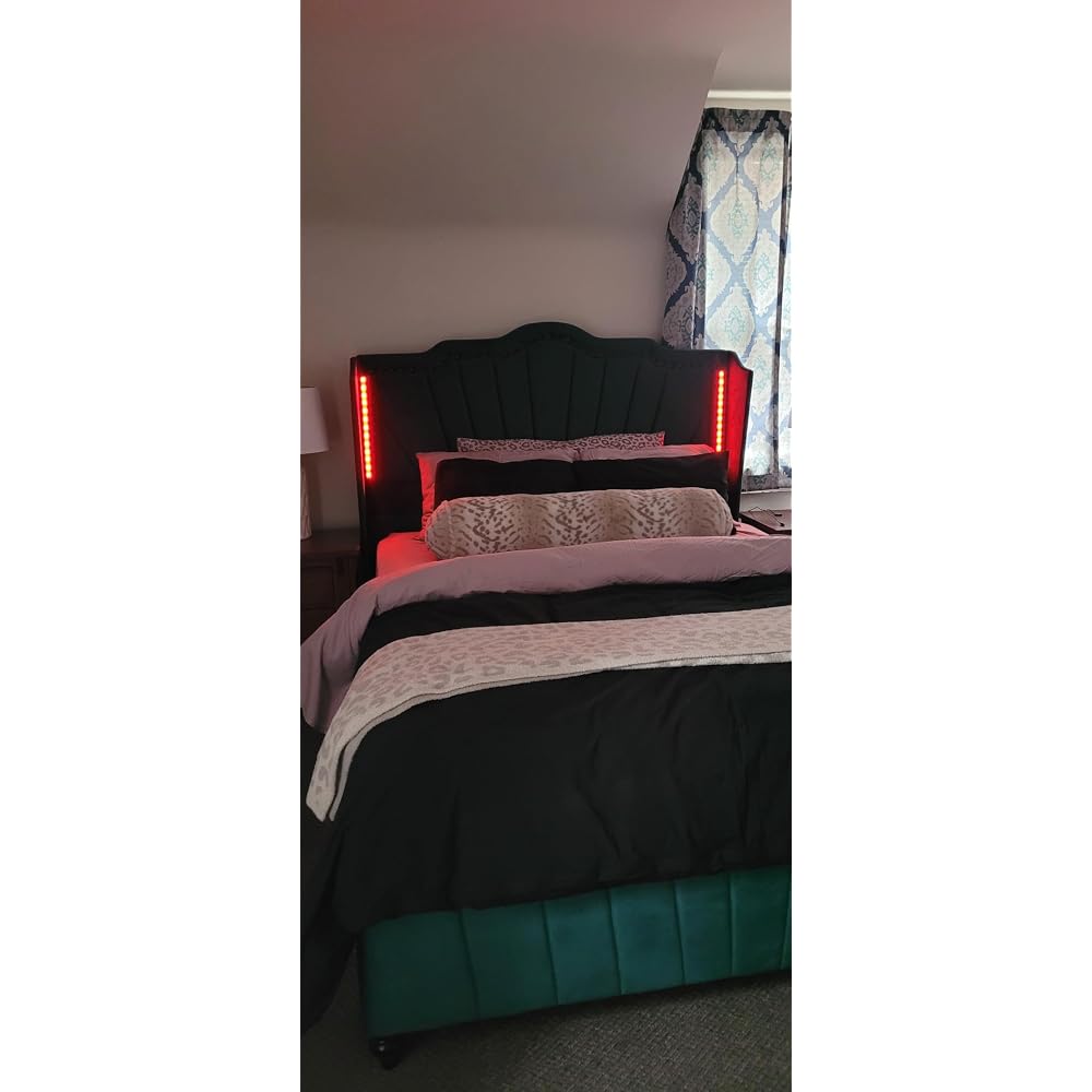 Farmhouse Queen Size Bed with 50" Tall Storage Bookcase Headboard
