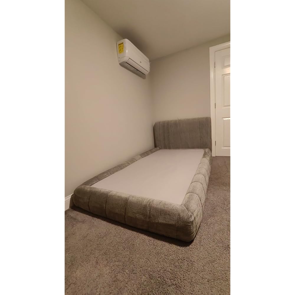 Full Cloud Bed Frame, Boneless Cushioned Foam Bed with Plush Fabric