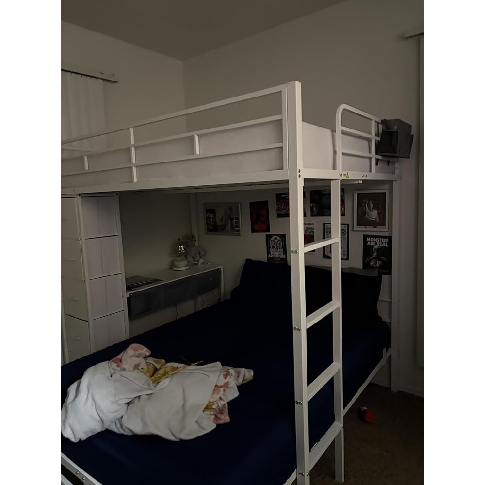Full Size Bunk Bed with Desk, 5 Drawers, Charging Station, Black