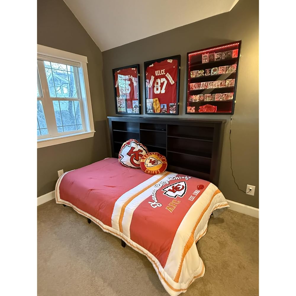 Twin Bed Frame Bookcase Headboard USB/LED Lights&3 Drawers, Black