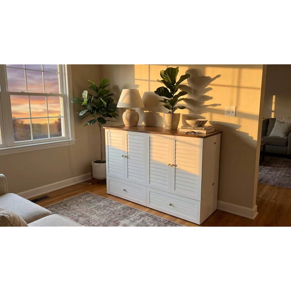 Queen Murphy Bed with Charging Station, Cabinet Beds with Storage