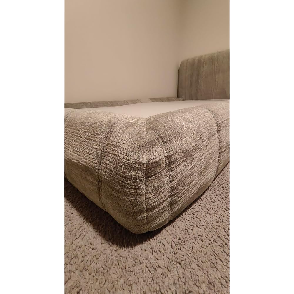 Full Cloud Bed Frame, Boneless Cushioned Foam Bed with Plush Fabric