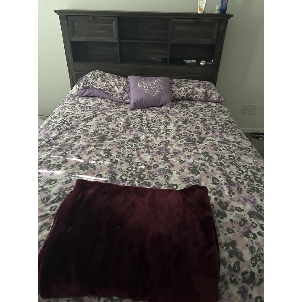 Farmhouse King Size Bed Frame with 54" Tall Headboard, Charging Station