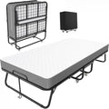 Folding Bed with Mattress, Roll Away Beds with Mattress for Adults, Single Cot Foldable Rollaway Beds, 75" x 31.5" Portable Bed for Easy Storage, Strong Frame for Guest Room