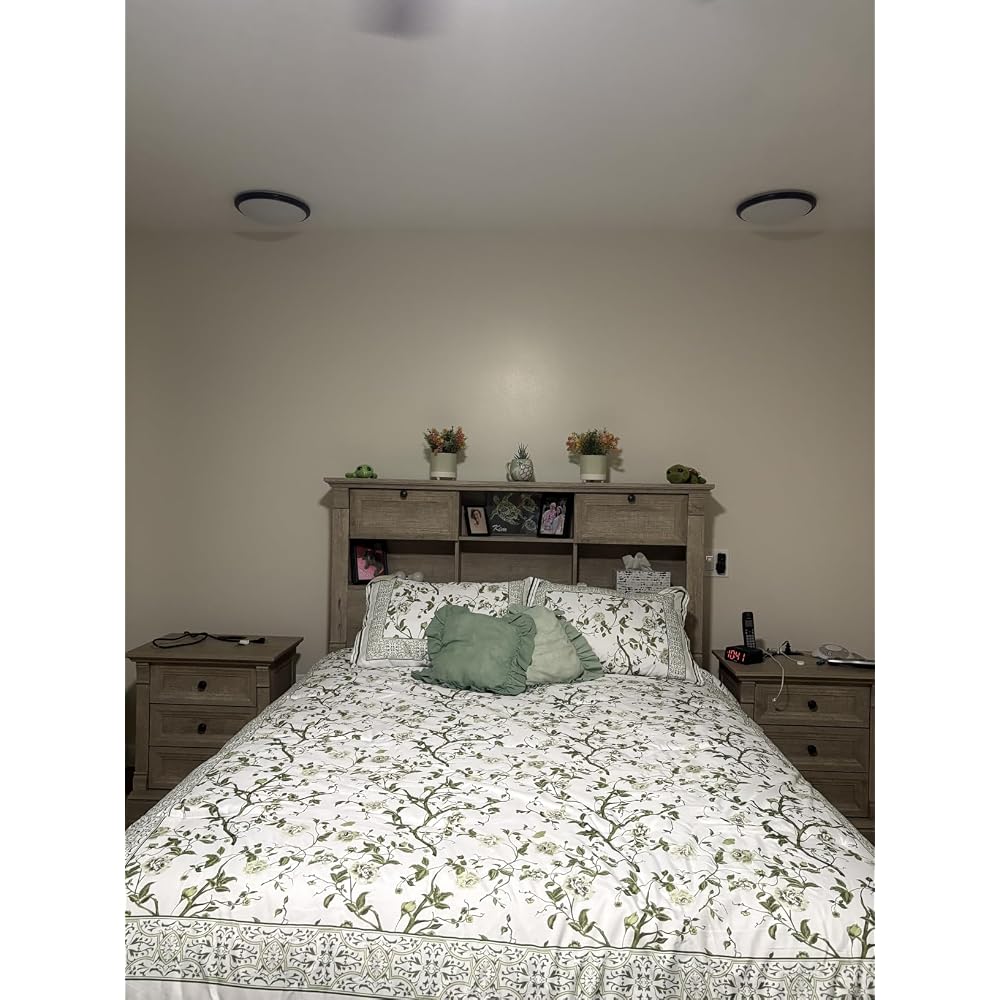 Farmhouse King Size Bed Frame with 54" Tall Headboard, Charging Station