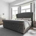 California King Upholstered Sleigh Bed Frame with Headboard
