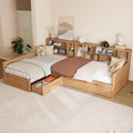 Twin Wooden L-Shaped Daybed with Trundle and Storage Drawer, Seadrift