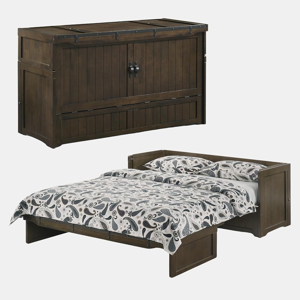 Rustic Brown Cube Pre-Assembled Cabinet Murphy Bed