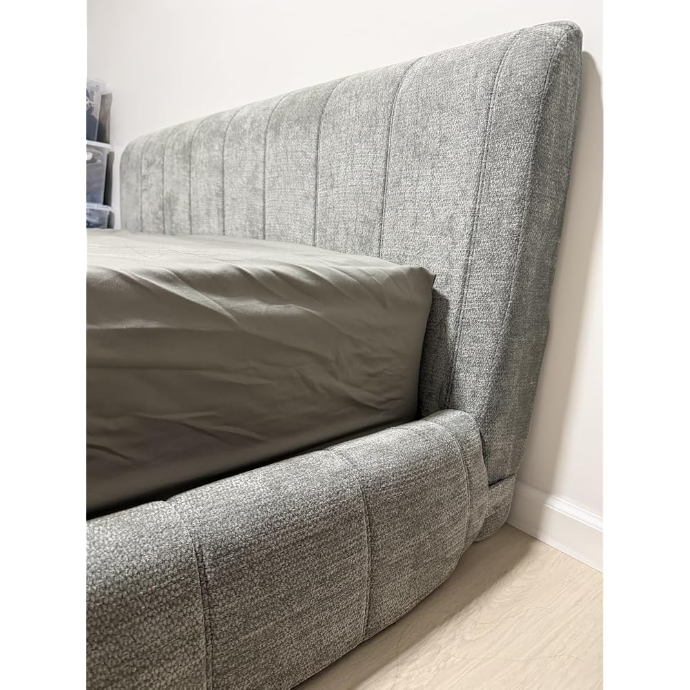 Full Cloud Bed Frame, Boneless Cushioned Foam Bed with Plush Fabric