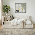 Full Size Upholstered Daybed with Headboard, Beige