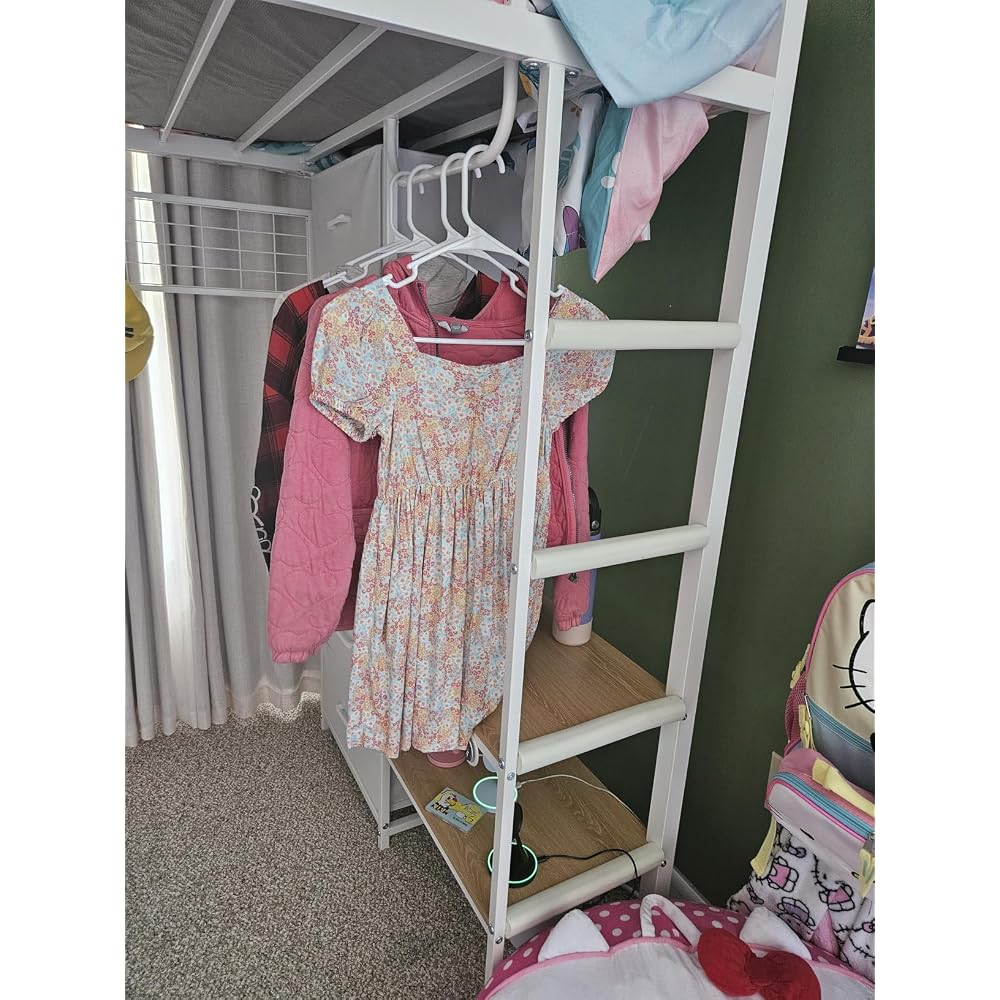 Triple Bunk Bed with 9 Storage Drawers and LED Lights, Twin Over Twin 3 Bed Bunk Beds for Kids with Shelves and Pegboard, Heavy-Duty Metal Bunk Bed with Full-Length Guardrail and Dual Ladders, Black