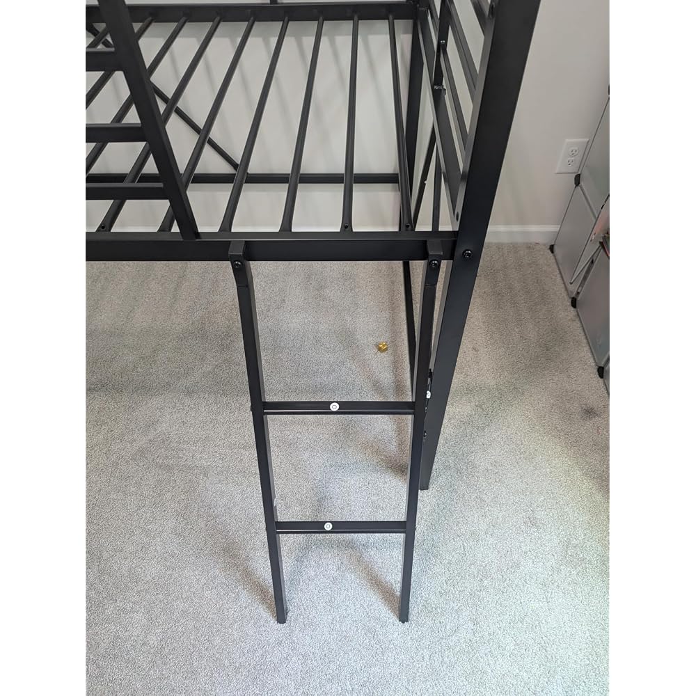 Twin Size Metal Low Loft Bed, CPC Safety Certified, White
