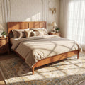 King Size Wood Platform Bed Frame,Bed with Classic Panel Headboard, Wooden Slats Support, No Box Spring Needed, Easy Assembly, Brown