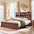 Farmhouse King Size Bed Frame with 54" Tall Headboard, Charging Station